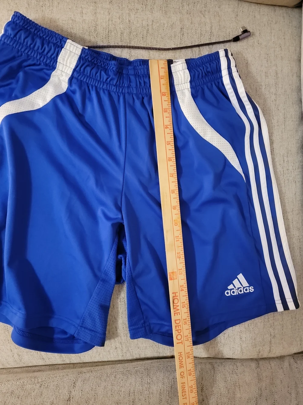 Adidas Vtg Youth Soccer Shorts Boys Girls Blue White Clima365 Kids Size L EUC